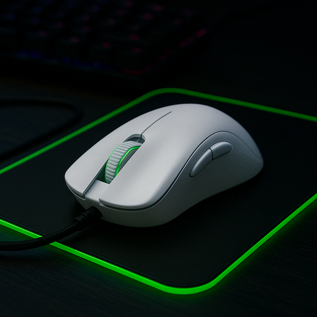 Mouse Branco no Mousepad